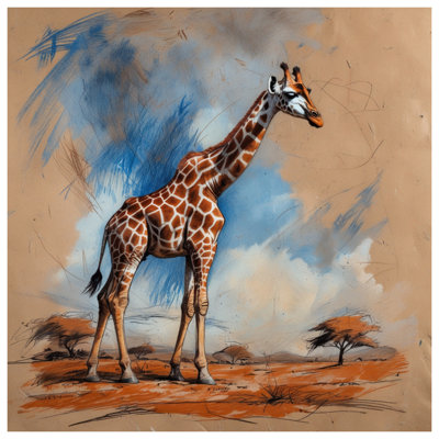 Giraffe In African Savanna Canvas Gallery Wrap in Many Sizes