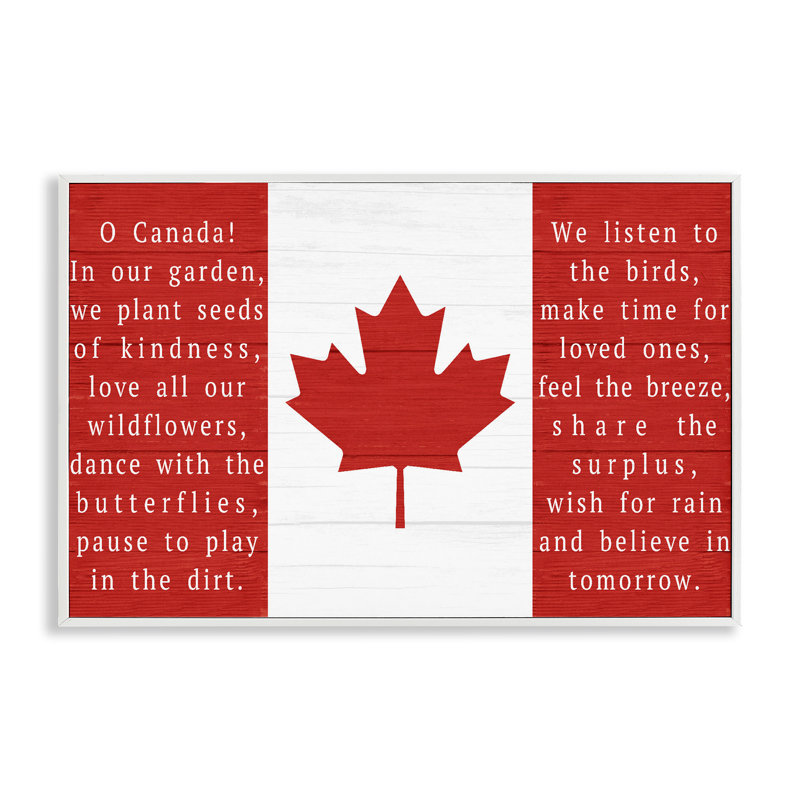 Drapeau rouge de l'hymne canadien encadré, estampe numérique, par Lil 'Rue, H 20 po x l 30 po