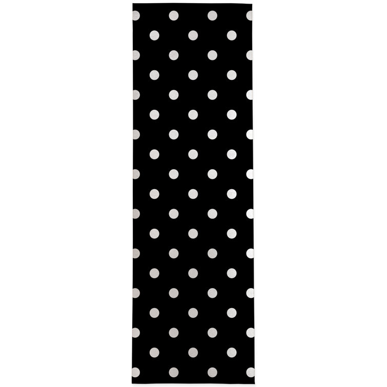 Nakke Black with White Polka Dots Indoor/Outdoor Layering Doormat Latitude Run