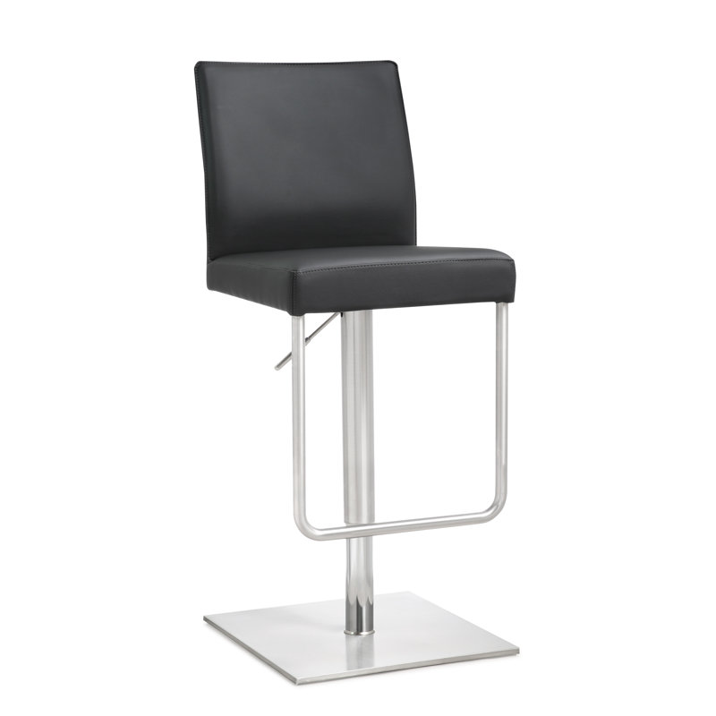 Swivel Upholstered Adjustable Height Counter Stool, Black