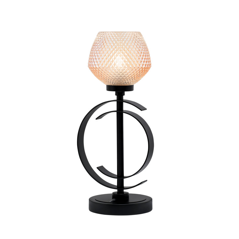 Lampe d'appoint au fini noir mat avec verre texturé ambre de 6 po, Matte Black