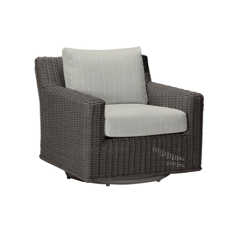 Rustic Swivel Patio Chair with Cushions, No Welt, Verona Mist, Slate Gray