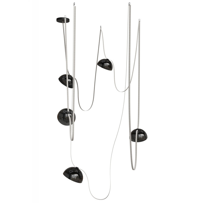 Fremont belt 5-light 551"l Pendant In Ivory/smoked Glass Bowls