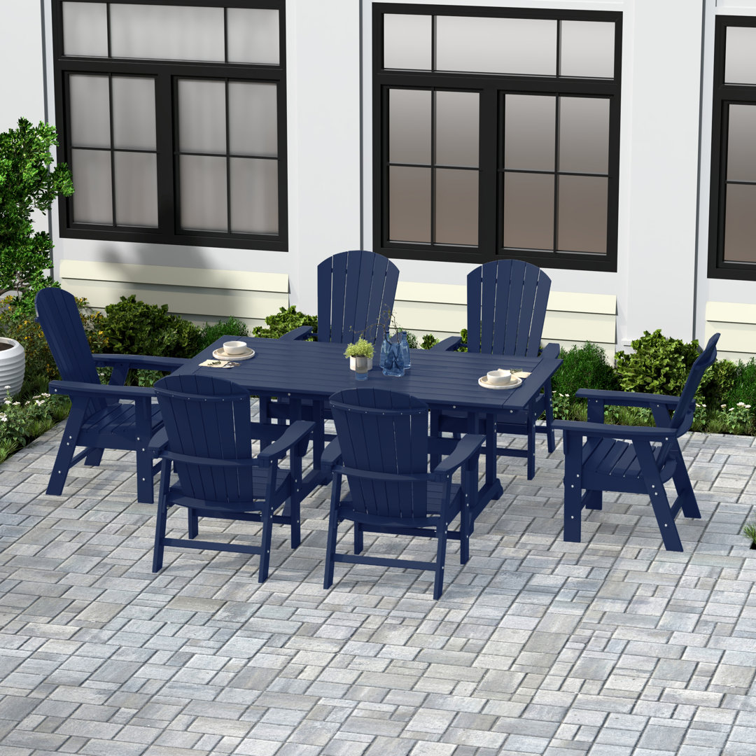 Arnone 7-Piece Outdoor All Weather Poly Dining Set Beachcrest Home™ Frame 