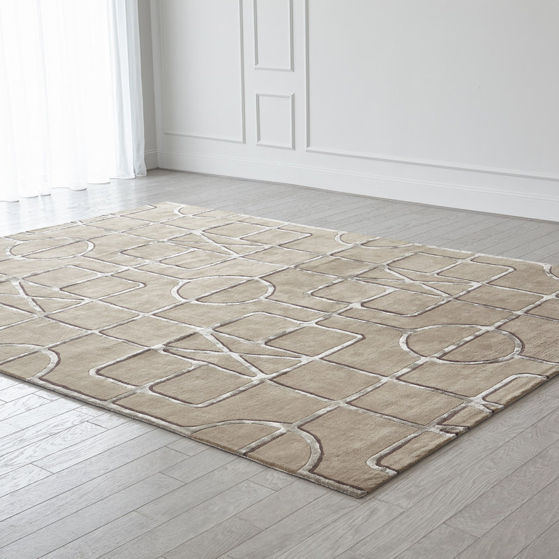 Wool Geometric Area Rug in Brown, Rectangle 11' x 14'