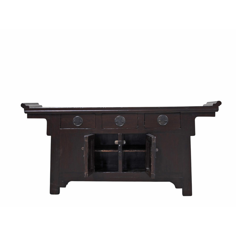 Antique Chinese Elm Everted Flange Altar Sideboard Cabinet