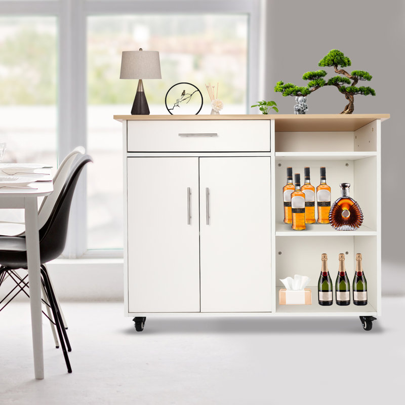 Illiam Wood Kitchen Island, White