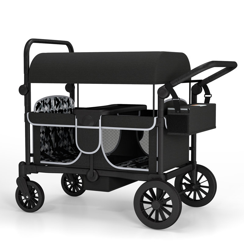 Poussette pour 4 enfants avec poussette pliable, Noir