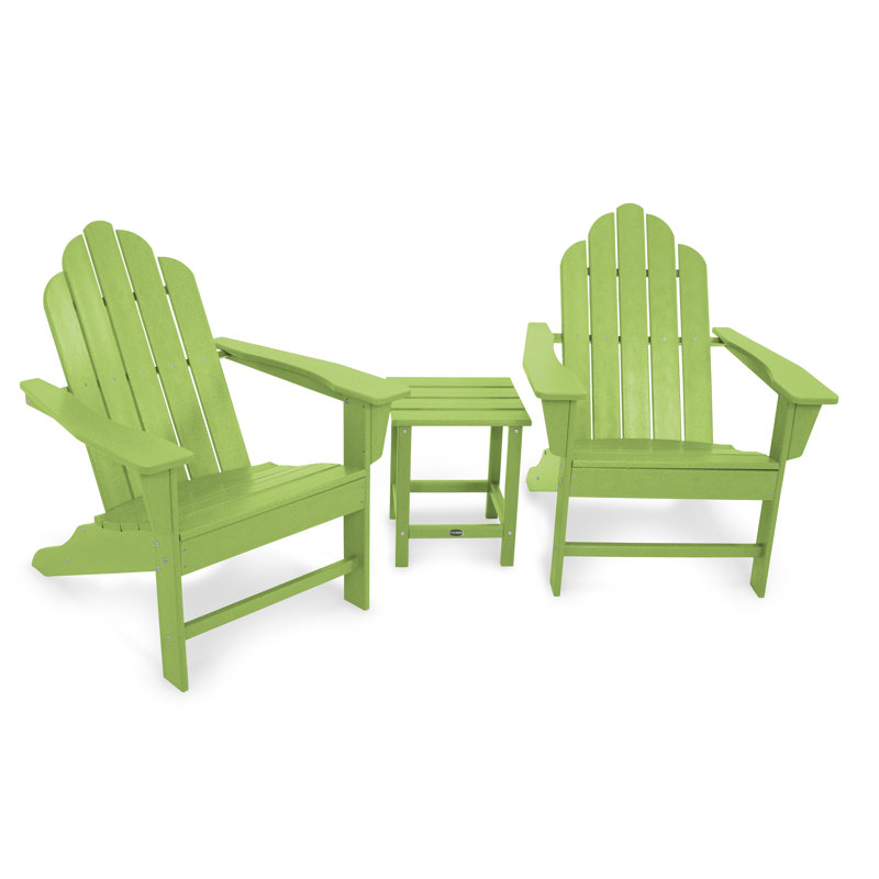 POLYWOOD Long Island Adirondack 3-Piece Set, Lime
