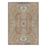 Rug & Kilim’S Aubusson Style Rug In Beige With Green And Pink Floral Medallion