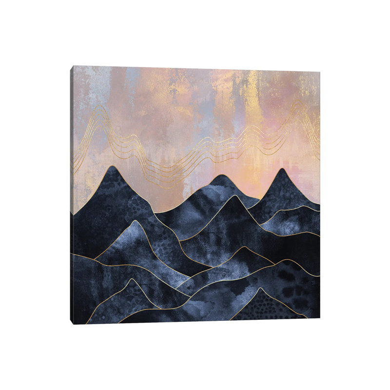 Impression d’art graphique, "mountainscape I" par Elisabeth Fredriksson, Pas de tapis, H 37 po x l 37 po x P 1,5 po