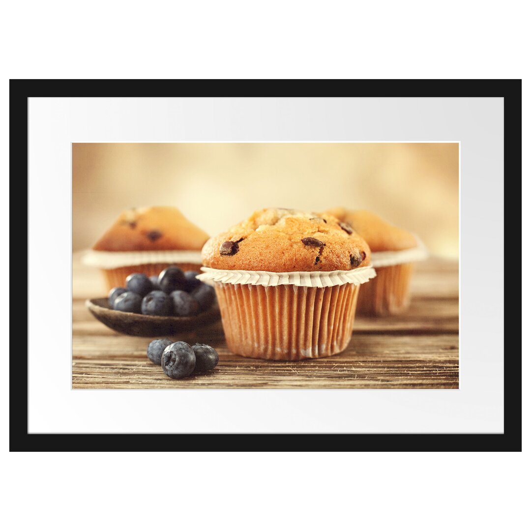 Gerahmtes Poster Muffins mit Blaubeeren