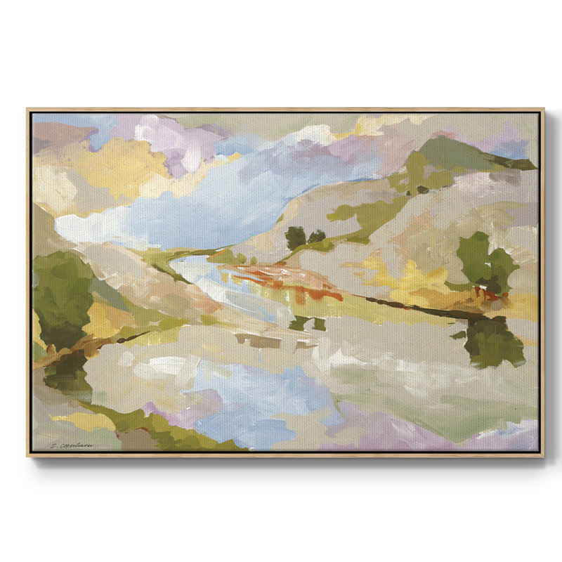 " Uplands II ", 25" H x 37" W x 2" D, Natural Wood Framed