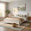 Structure de lit plateforme en bois massif blanc pleine grandeur avec tête de lit incurvée, capacité de 600 lb, aucun sommier requis, assemblage facile, structure de lit classique pour la chambre à coucher-129160759-129160760