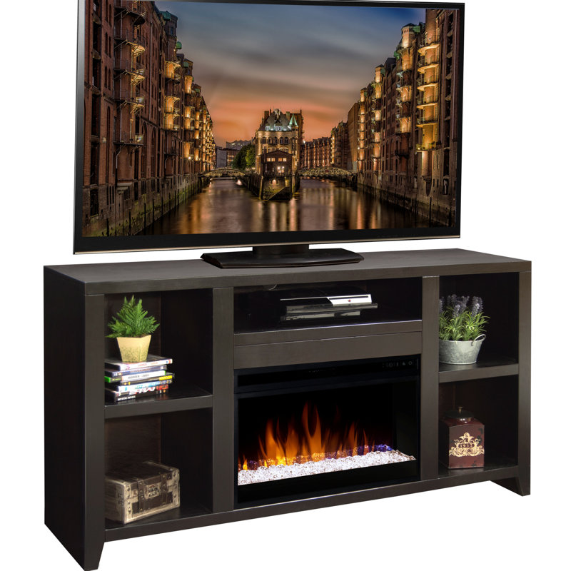 Console de 62 po pour foyer pour téléviseur de 62 po ou moins, assemblage minimal, finition moka