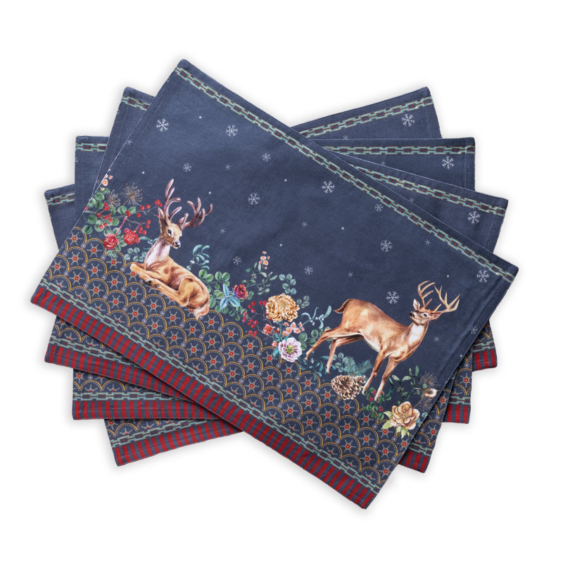 Maison d'Hermine Christmas Joy, ensemble de 4 napperons 100 % coton - 33 x 48 cm