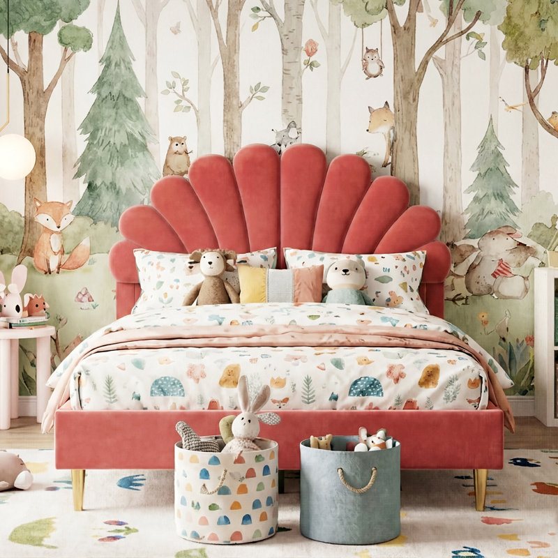 Upholstered Bed, Red