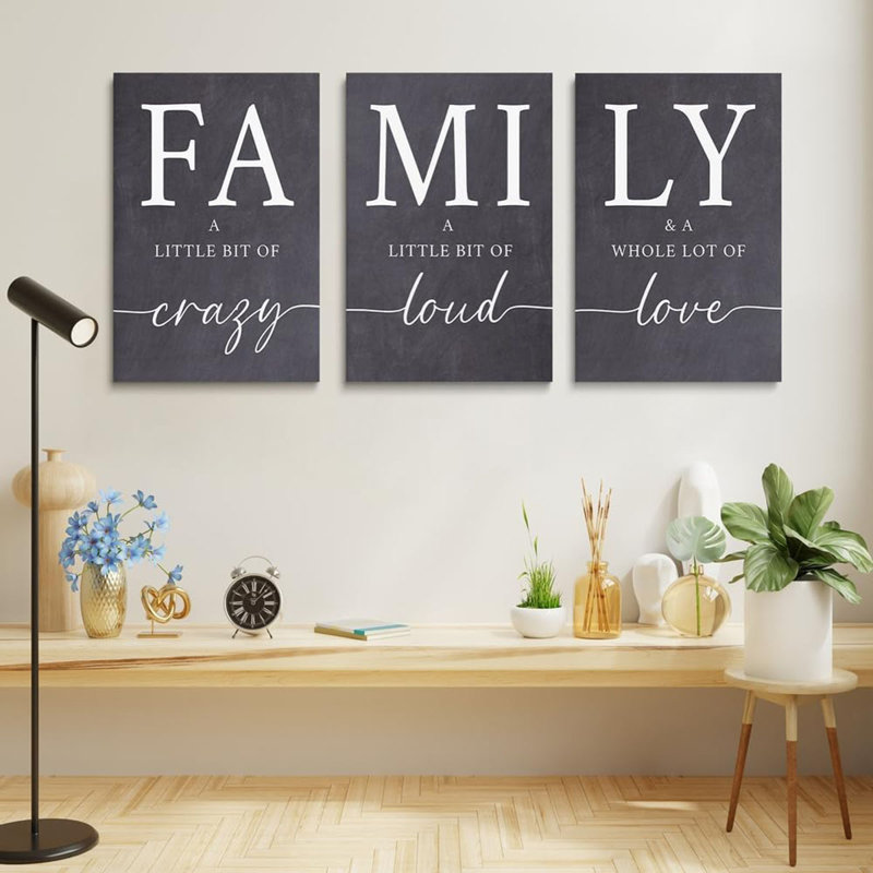 3 Piece Wrapped Canvas Print, 60 cm H x 40 cm W, Grey