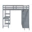 Lit mezzanine avec garde-robe, bureau et tablettes ouvertes
