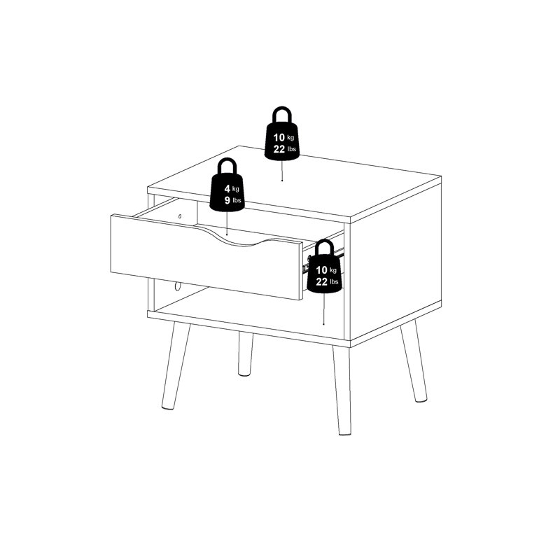 Justus 19.76'' W Nightstand, White/Oak