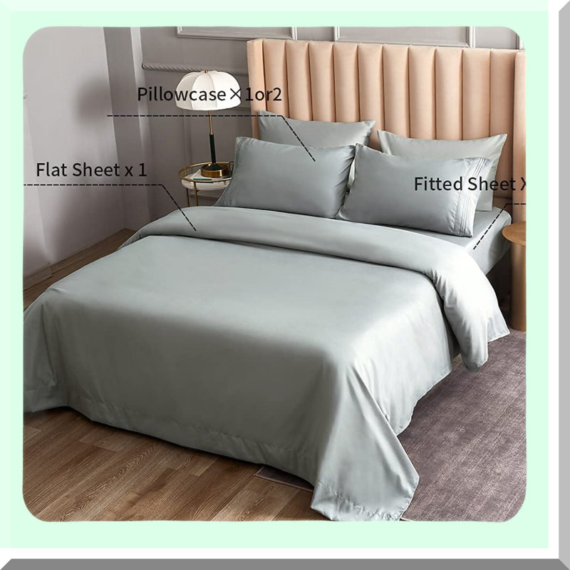 CoolBreeze Brushed Microfiber Bed Sheet Set - Light Gray | Deep Pockets, Easy Fit, Breathable & Cooling Sheets with Pillowcases - 4 Piece Bedding