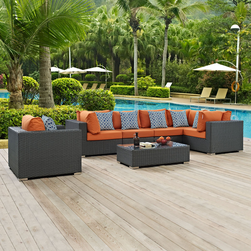 Ensemble modulaire d'extérieur Sunbrella 7 pièces Sojour, Toile Sunbrella® toscan