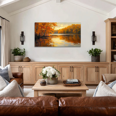 Fall Pictures Wall Decor - Autumn Landscape Wall Art for Living Room, Vintage Fall Canvas Wall Art Paintings for Bedroom, Autumn Artwork Prints Frame Wrapped Canvas , 16×32 inches