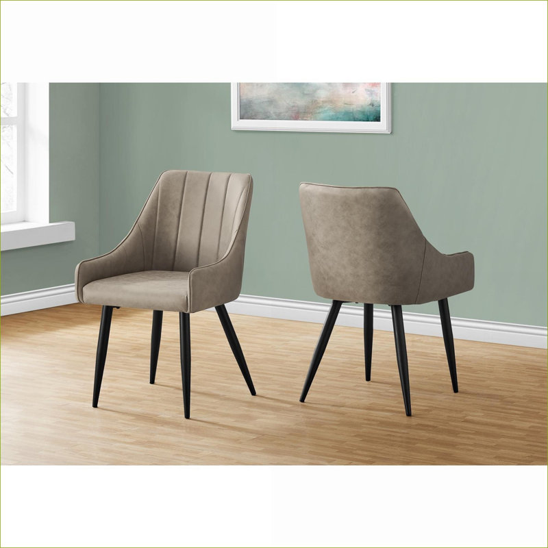 Ensemble de 2 sièges rembourrés pour adultes, chaises d'appoint de salle à manger modernes et contemporaines, structure en métal brun et tissu brun clair pour la salle à manger de la cuisine