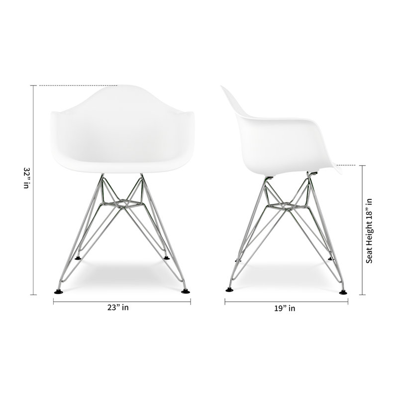  Fauteuil Tower avec pieds en acier, Blanc, 4