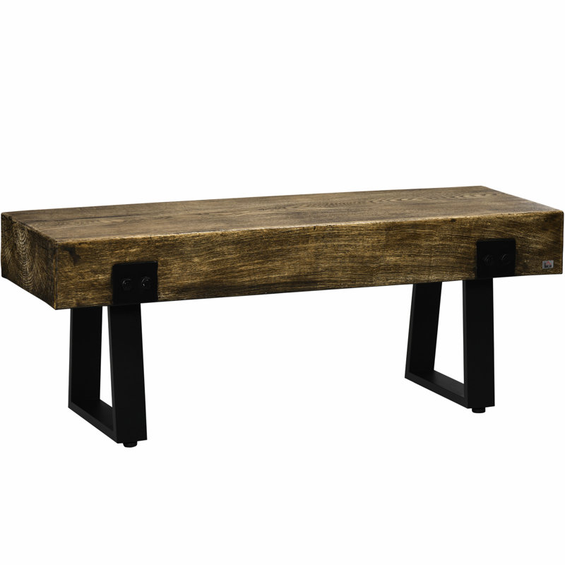 Banc de jardin en béton rustique avec pieds en métal et patins réglables - apparence polyvalente pour l'extérieur