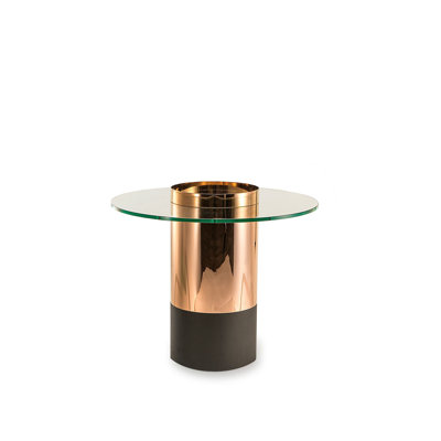 Table de bout cylindrique en verre