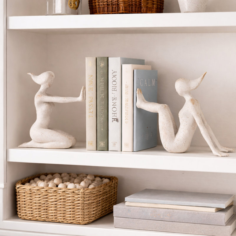 Serre-livres en résine moderne et abstraite, ensemble de 2