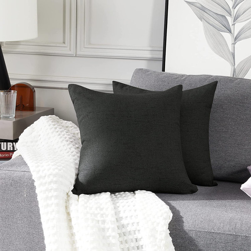 Cynne Square Throw Pillow Cover, Dark Grey, 45cm H x 45cm W x 1cm D
