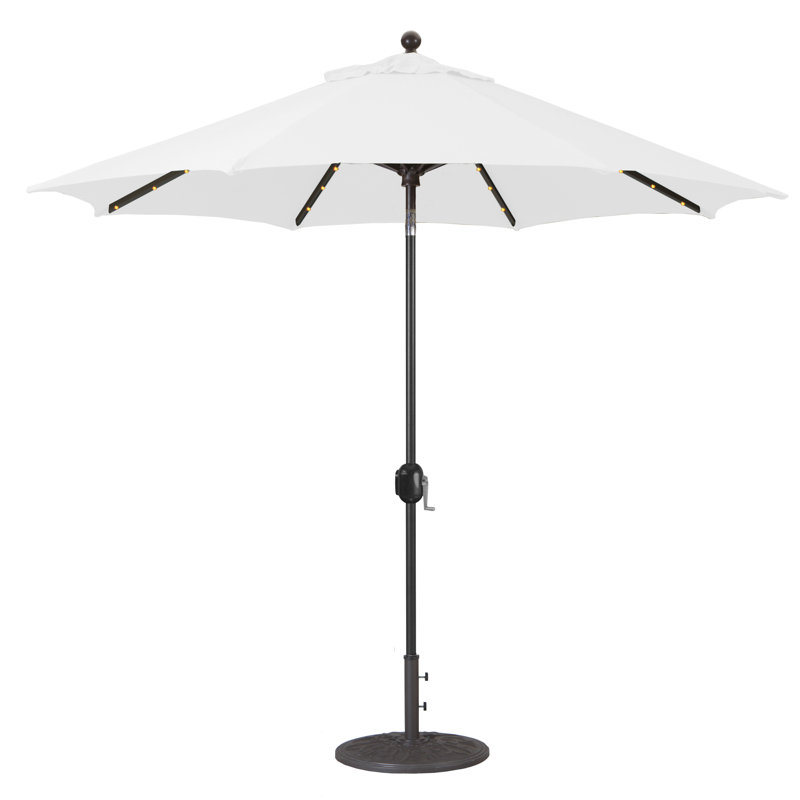Parasol de marché lumineux 9 pi Nadasha, Noir, Toile Sunbrella® régate