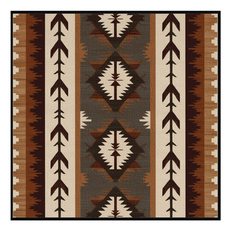 Tapis lavable à motif géométrique à têtes de flèches, Carré 8 pi