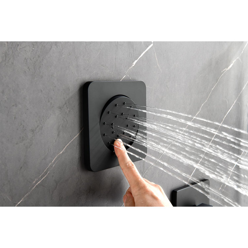 Dual Function Complete Shower System with Rough in-Valve, Matte Black