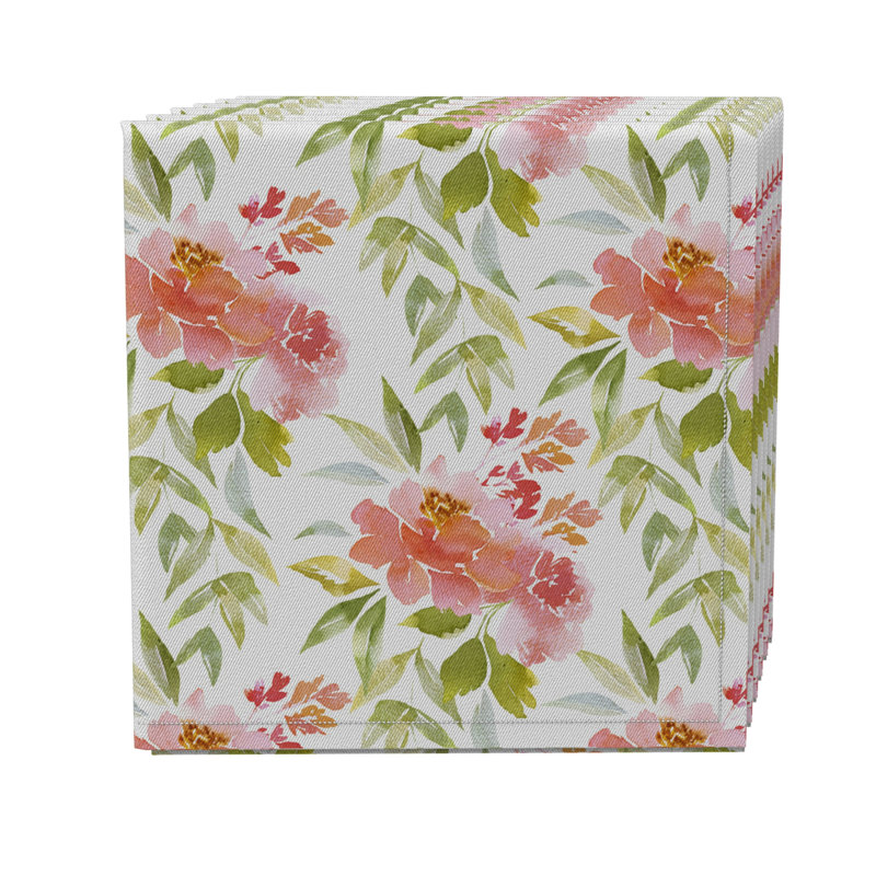 Cotton Twill Floral Square Napkin