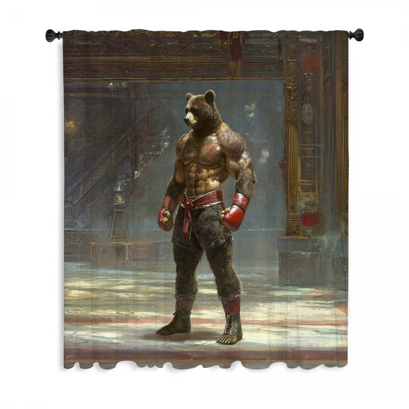 Bear Boxer, rideaux transparents et occultant - 1 panneau, L 50 po x L 84 po