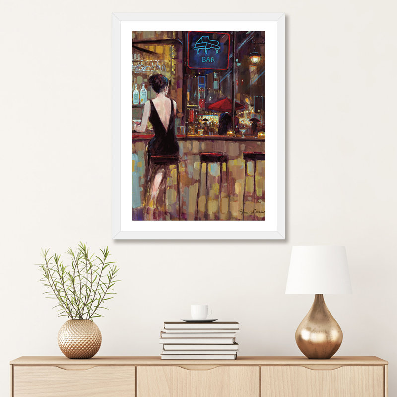 Piano Bar par Ruane Manning - reproduction d'art, Papier dans un cadre photo, H 32 po x l 24 po, Blanc