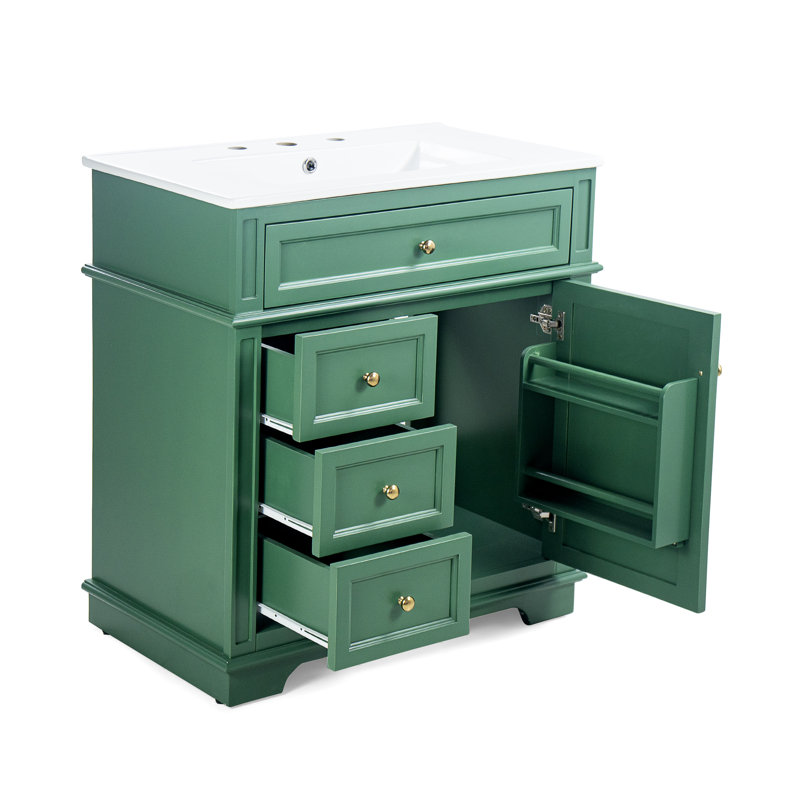Meuble-lavabo 30 po avec comptoir en céramique, Vert