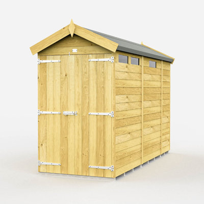 4ft x 9ft Apex Security Shed - Double Door