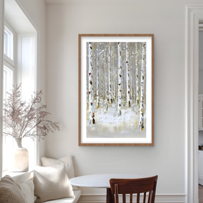 «Birch Forest» par Winter - reproduction d'art moderne brune encadrée