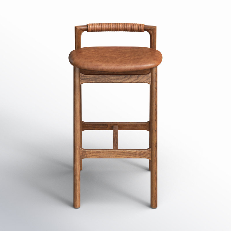 Solene Stool, Bar Stool (30" Seat Height), Haven Tobacco/Genuine Leather, Lamont Nettlewood