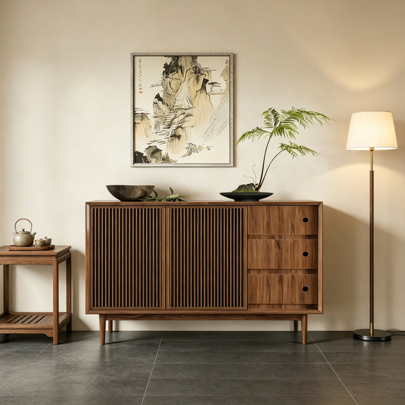 Buffet luxueux rétro de style chinois, H 35,4 po x l 47,2 po x P 15,7 po