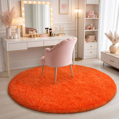 Solid Rug Soft Fluffy Orange Indoor Area Rug for Living Room Bedroom Nursery Kids Room