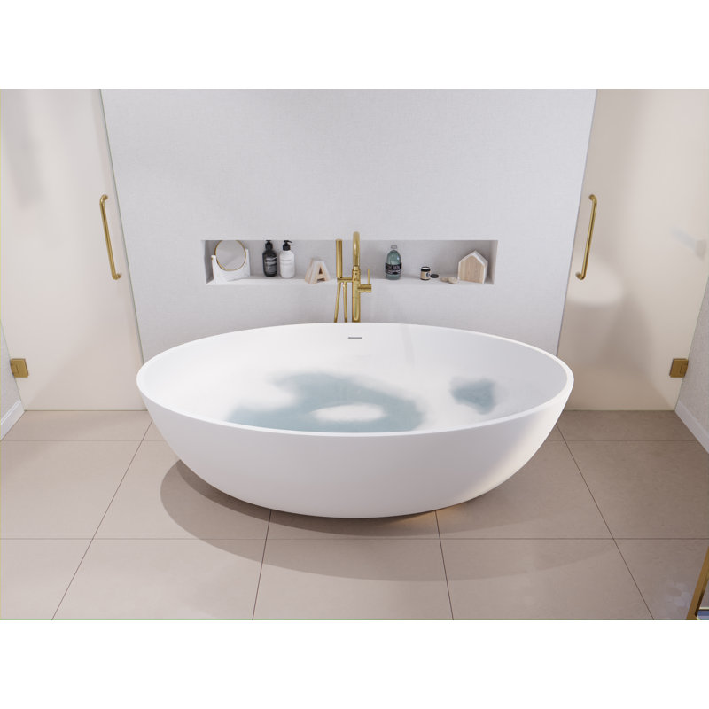 Cestino 66.5'' x 36.375'' Soaking Solid Surface Bathtub