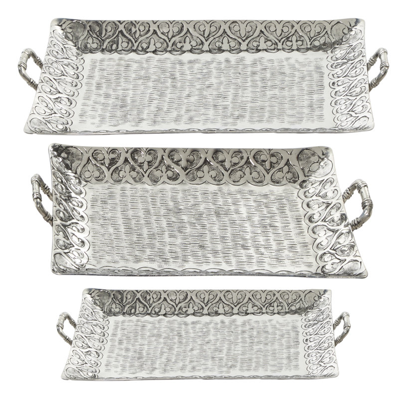 Ensemble de plateaux de service en aluminium 3 pièces