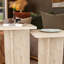 Travertine Look Square Nesting Coffee Table Set of 2 Modern Small End Table for Living Room
