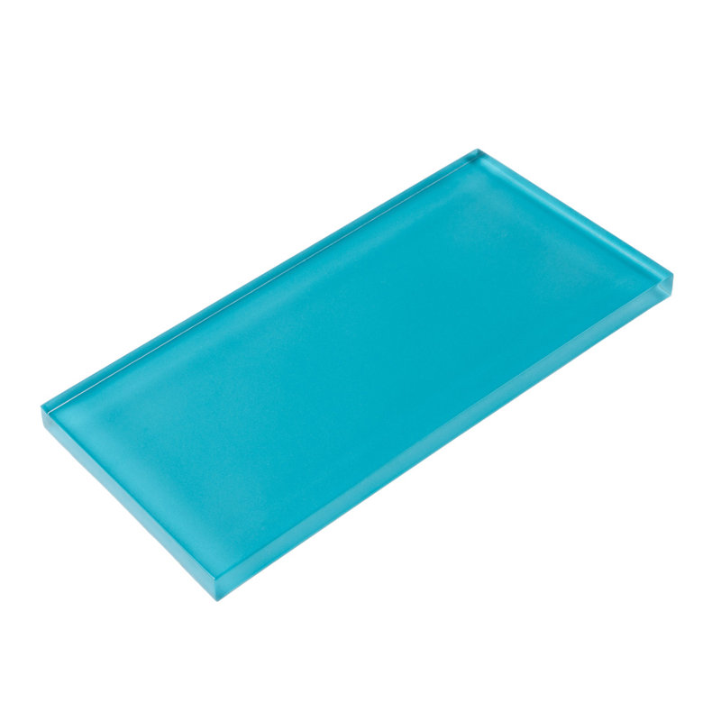 3"X 6" Polished Glass Subway Tile, Laguna Blue