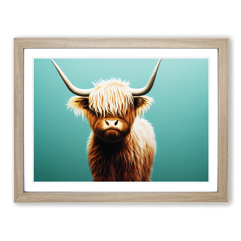 Grand Highland Cow - Print, 46cm H x 64cm W, Oak